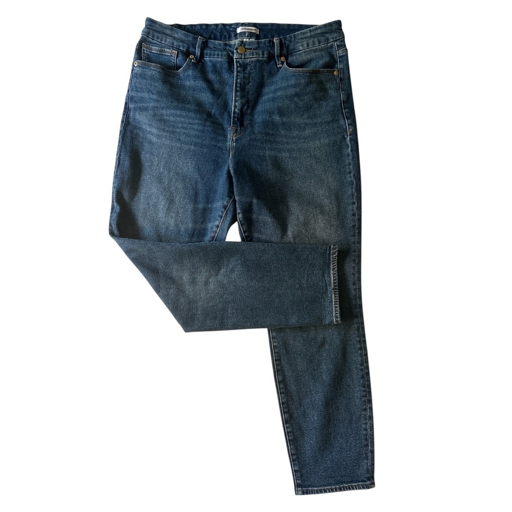Good American Good Curve‎ Women's Blue Jeans High Rise Straight Leg Size 18